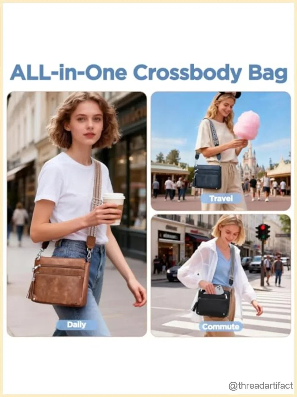 Anti Theft Crossbody Purse with RFID Blocking Vegan Leather Travel Bag